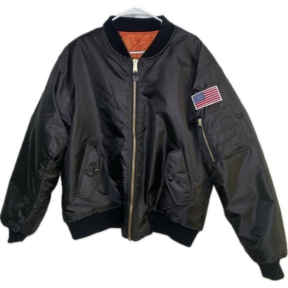 Rothco MA-1 Flight Reversible Bomber Jacket Men’s Black XXL Flag USA - Picture 2 of 10